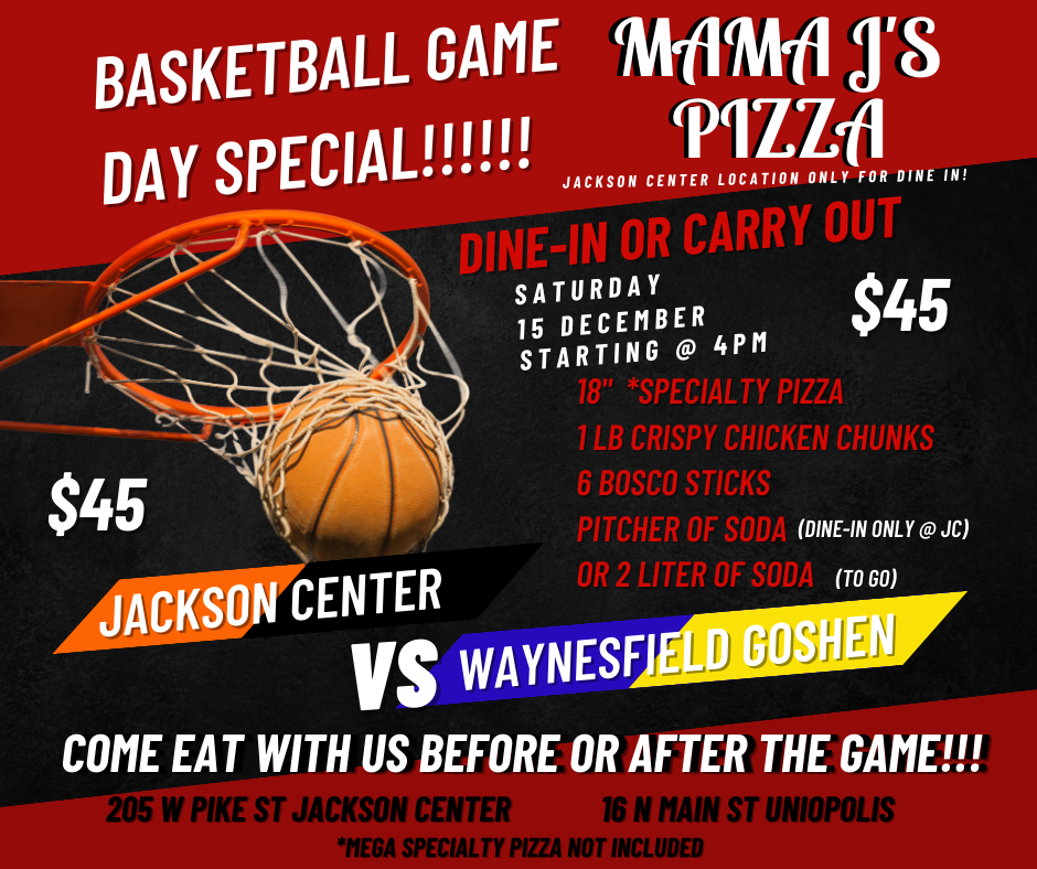BASKETBALL SPECIAL! 18" *specialty pizza, 1 lb crispy chicken chunks, 6